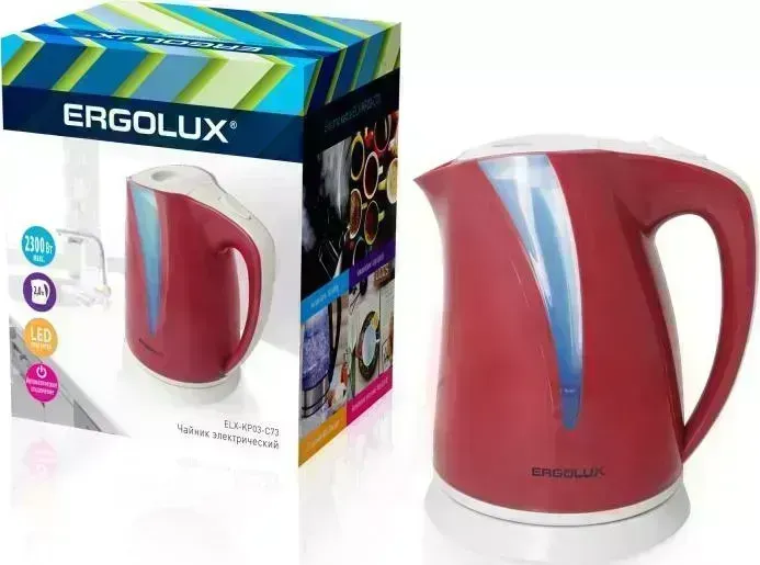 Чайник электрический  Ergolux ELX-KP03-C73 вишнево-св.серый