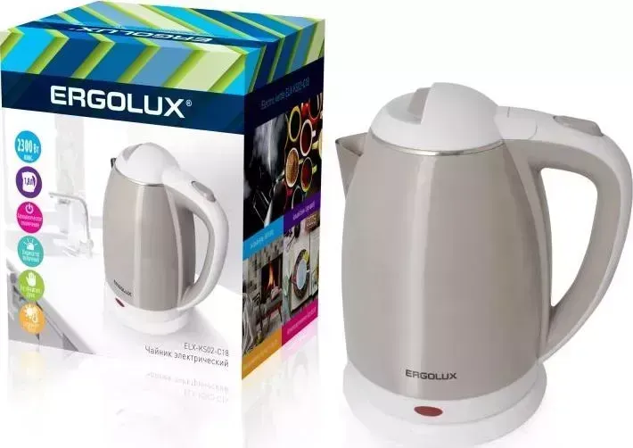 Чайник Ergolux ELX-KS02-C18 бежево-белый