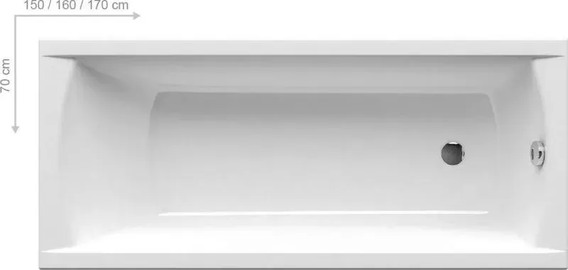 Акриловая ванна RAVAK CLASSIC 170х70см белая (ножки CY00000000 отдельно)