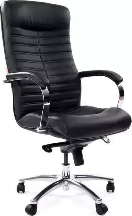 Кресло офисное CHAIRMAN 480 кожа/кз, черный