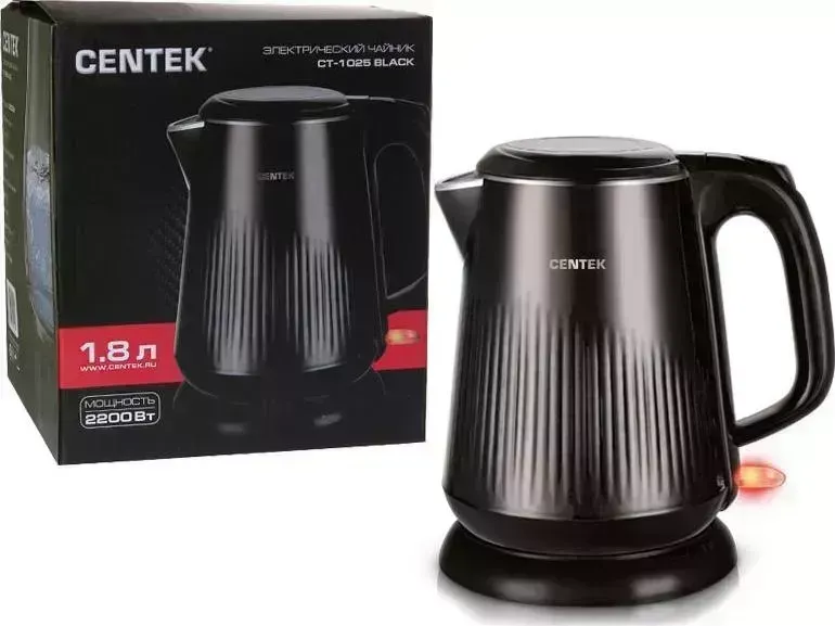 Чайник электрический CENTEK CT-1025 черный нержавейка