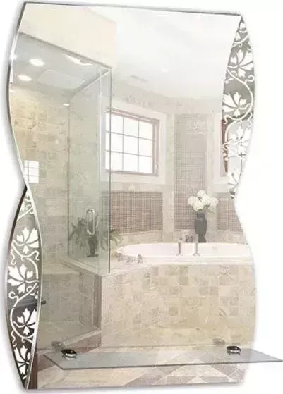 Зеркало Mixline Аква 395*600 с полкой/пескоструйный рисунок (529383)