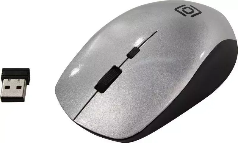 Мышь компьютерная OKLICK 565MW glossy черный/серебристый