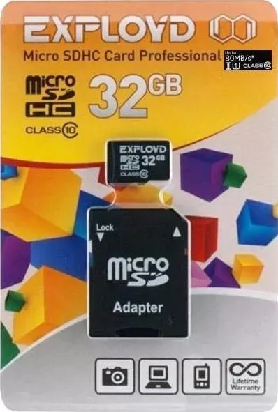 Карта памяти  Exployd MicroSDHC 32GB Class10 (+ адаптер SD)