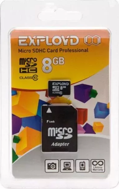 Карта памяти  Exployd MicroSDHC 8GB Class10 (+ адаптер SD)