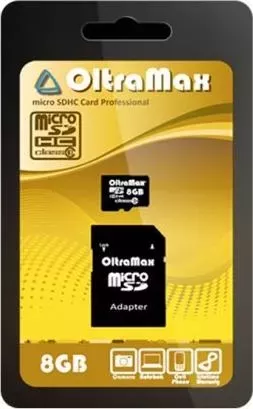Карта памяти  Oltramax MicroSDHC 8GB Class10 (+ адаптер SD)