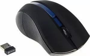 Мышь OKLICK 615MW черный/синий оптическая (1000dpi) беспроводная USB (2but)