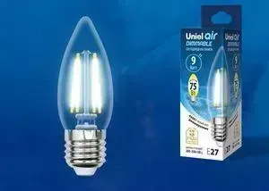 Филаментная диммируемая светодиодная лампа UNIEL LED-C35-9W/4000K/E27/CL/DIM GLA01TR