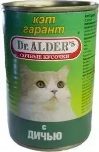 Консервы Dr.ALDER&amp;#039;s Dr.ALDER's Кэт гарант сочные кусочки с дичью для кошек 415г (1944).