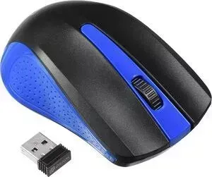 Мышь OKLICK 485MW черный/синий оптическая (1200dpi) беспроводная USB (2but)