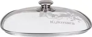 Крышка стеклянная KUKMARA 26х26см нерж/ручка с деколью (с26-2т112)
