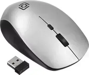 Мышь OKLICK 565MW glossy черный/серебристый оптическая (1600dpi) беспроводная USB (3but)