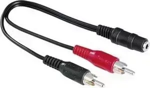 Кабель аудио HAMA 2xRCA (m)/Jack 3.5 (f) 0.1м. черный (00122375)