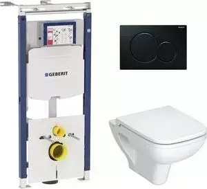 Комплект унитаза с инсталляцией VITRA S20 с Geberit, черная клавиша, сиденье микролифт (5507B003-0101, 77-003-009, 111.362.00.5, 115.770.DW.5)