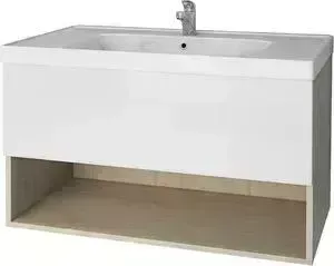 Тумба с раковиной Dreja с Eco. Perfecto 90 дуб/белый лак (99.1803 + 641617)