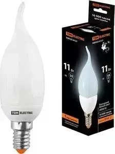 Лампа TDM ELECTRIC энергосберегающая клл - CW - 11 Вт - 4000 К - Е 14(свеча на ветру) (mini)