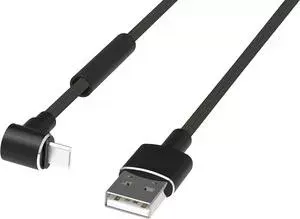 Кабель RITMIX USB – MicroUSB c двигающейся муфтой - подставкой RCC-413 GAMING Black, Коннектор 90 градусов, Тканевая оплетка + металлический корпус ,