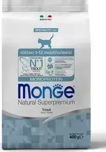 Сухой корм Monge Cat Monoprotein для котят с форелью 400 г