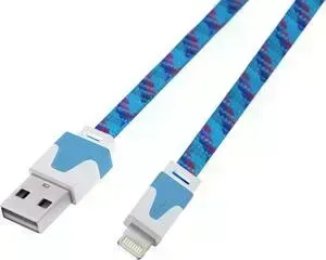 Кабель RITMIX Lightning 8pin-USB RCC-222 Blue для синхронизации/зарядки, 2м, ткан. опл.