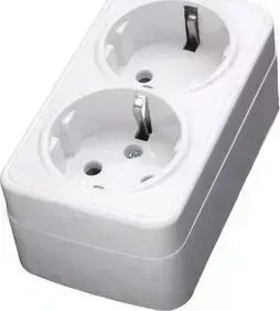 Розетка FERON двойная Stekker с/з 16A 250V белый PST1650220 39034
