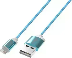 Кабель RITMIX Lightning 8pin-USB RCC-321 Blue для синхронизации/зарядки, 1.5м, ткан. опл., мет. Коннекторы