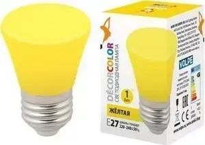 Лампа VOLPE декоративная светодиодная (UL-00005641) E27 1W желтая матовая LED-D45-1W/YELLOW/E27/FR/C BELL