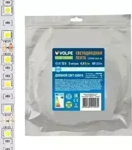 Лента VOLPE Светодиодная (UL-00004537) 4,8W/m 60LED/m 2835SMD холодный белый 5M ULS-Q320 2835-60LED/m-8mm-IP20-DC12V-4,8W/m-5M-6500K
