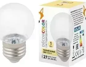 Лампа VOLPE декоративная светодиодная (UL-00005807) E27 1W 3000K прозрачная LED-G45-1W/3000K/E27/CL/C