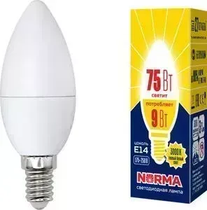 Светодиодная лампа VOLPE LED-C37-9W/WW/E14/FR/NR