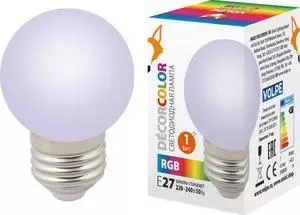 Декоративная светодиодная лампа VOLPE LED-G45-1W/RGB/E27/FR/C