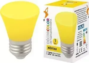 Декоративная светодиодная лампа VOLPE LED-D45-1W/YELLOW/E27/FR/C BELL