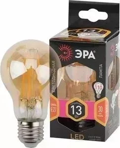 Лампа светодиодная ЭРА филаментная F- A60-13W-827-E27 gold