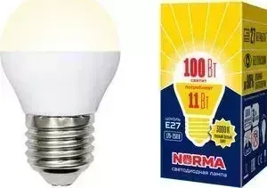 Светодиодная лампа VOLPE LED-G45-11W/WW/E27/FR/NR
