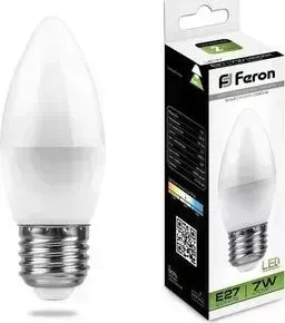 Лампа светодиодная FERON LB-97 25759 E27 7W 4000K Свеча Матовая