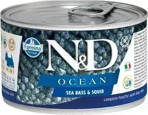 Консервы Farmina ND Adult Dog Ocean Sea bass Squid с сибасом и кальмаром для собак мелких пород для взрослых собак 140г