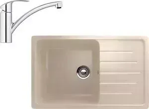 Мойка кухонная и смеситель EcoStone и ES-019 Grohe Eurosmart бежевая (ES-19-328, 33281002)
