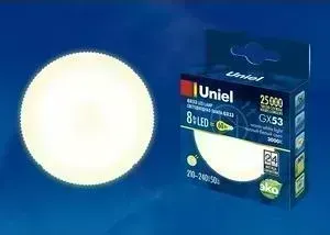 Светодиодная лампа UNIEL LED-GX53-8W/WW/GX53/FR PLZ01WH