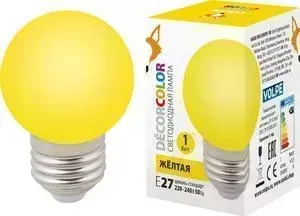 Декоративная светодиодная лампа VOLPE LED-G45-1W/YELLOW/E27/FR/C