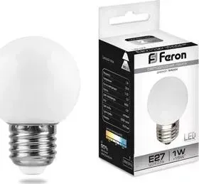Лампа светодиодная FERON LB-37 25115 Е27 1W 6400K Шар Матовая