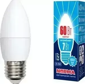 Светодиодная лампа VOLPE LED-C37-7W/NW/E27/FR/NR