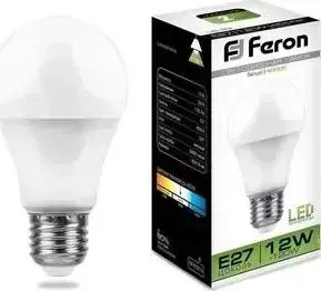 Лампа светодиодная FERON LB-93 25487 E27 12W 4000K Шар Матовая