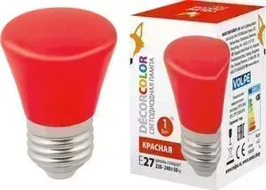 Декоративная светодиодная лампа VOLPE LED-D45-1W/RED/E27/FR/C BELL