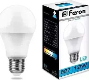 Лампа светодиодная FERON LB-93 25490 E27 12W 6400K Шар Матовая