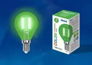 Лампа светодиодная UNIEL филаментная LED-G45-5W/GREEN/E14 GLA02GR