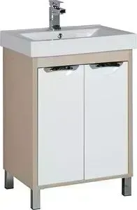 Тумба с раковиной AQUANET с Гретта 60 с дверками светлый дуб (239401, 191638)