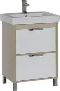 Тумба с раковиной AQUANET с Гретта 60 с 2 ящиками, светлый дуб (239400, 191638)