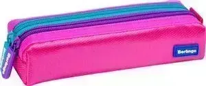Пенал BERLINGO Color, 2 отделения, розовый полиэстер