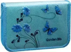 Пенал BERLINGO 1 отделение Blue Butterflies, две откидные секции, ПВХ