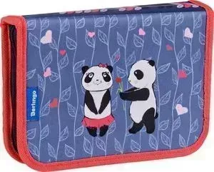 Пенал BERLINGO 1 отделение Funny Pandas, две откидные секции, полиэстер