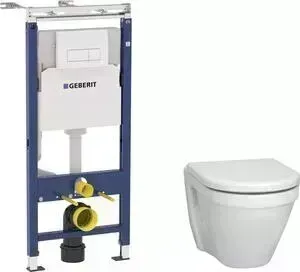 Комплект унитаза с инсталляцией VITRA S50 с Geberit, белая клавиша, сиденье микролифт (5318B003-0075, 801-003-009, 458.125.11.1)